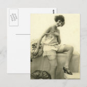 Risque Vintag Flapper Girl Französisch Foto Postkarte (Vorne/Hinten)