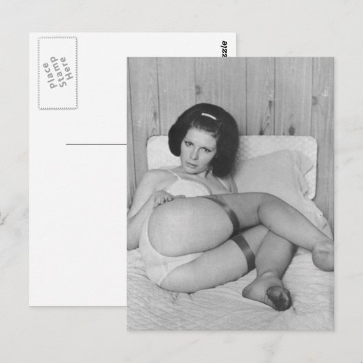 Risqué Vintages Dessous-Modell Postkarte (Vorne/Hinten)
