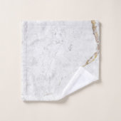 Risse aus weißem und goldenem Marmor | Monogramm Badhandtuch Set (Waschlappen)