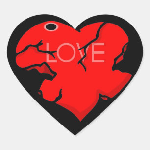 Risse + gebrochenes Herz Herz-Aufkleber