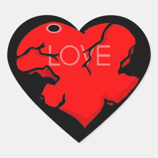 Risse + gebrochenes Herz Herz-Aufkleber (Vorderseite)
