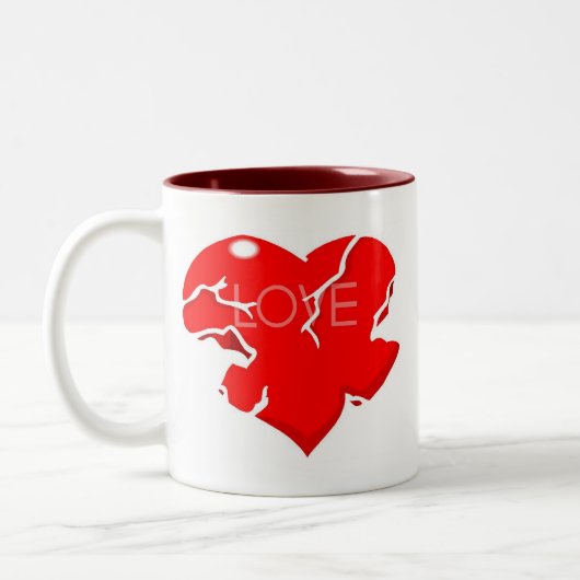 Risse + gebrochenes Herz Zweifarbige Tasse (Links)
