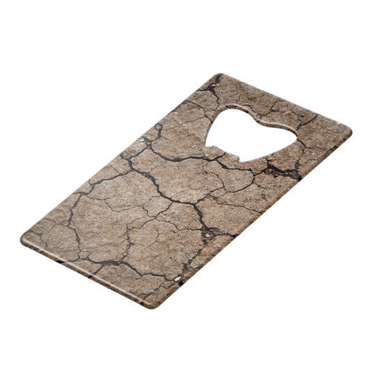 Risse getrocknete Mude Geldbeutel Flaschenöffner (Rückseite Schrägansicht)