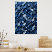 Risse HexagonalTiles: Abstrakt Blue Geometric Poster (Küche)
