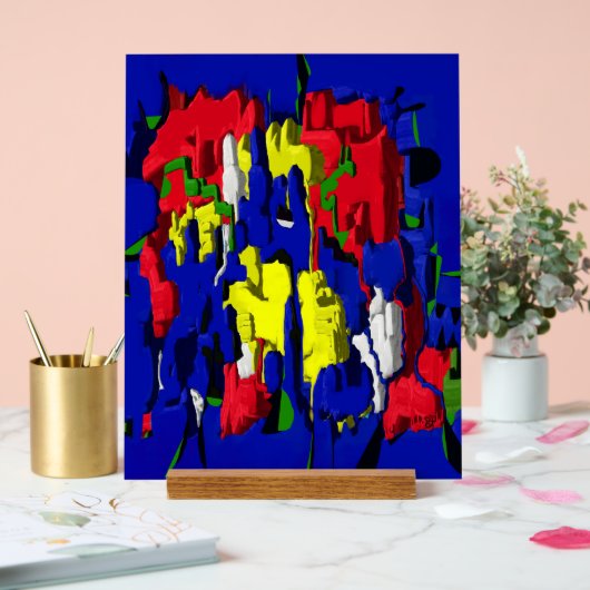 Risse im Blau, abstrakt Acrylschild (Hochzeit)