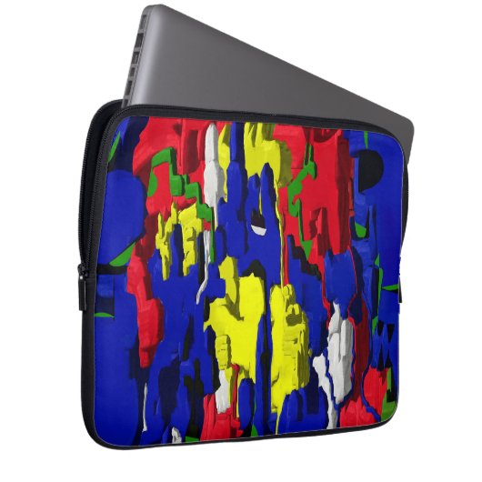 Risse im Blau, abstrakt Laptopschutzhülle (Vorne Rechts)