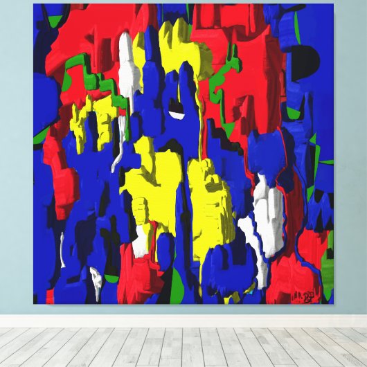 Risse im Blau, abstrakt Leinwanddruck (Insitu (Holzboden))