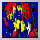 Risse im Blau, abstrakt Poster (Vorne)