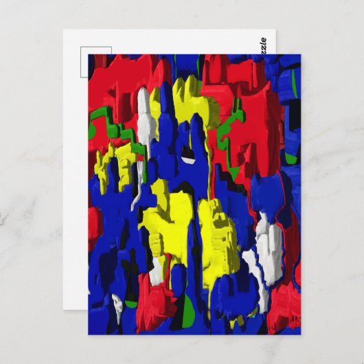 Risse im Blau, abstrakt Postkarte (Vorne/Hinten)