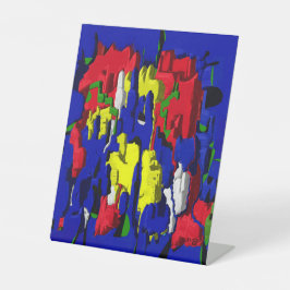 Risse im Blau, abstrakt Sockelschild