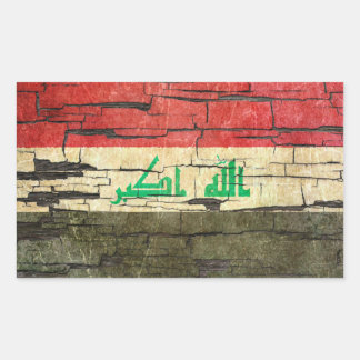 Risse im irakischen Flag Peeling Paint Effect Rechteckiger Aufkleber