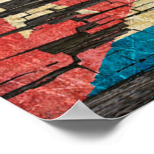 Risse kubanische Flag Peeling Paint Effect Poster (Ecke)