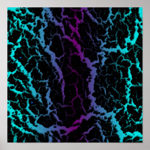Risse Leerlaufbahn - Cyan/Lila Poster