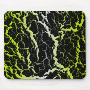 Risse Leerlaufbahn - weiß/Limon gelb Mousepad