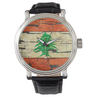 Risse libanesische Flag Peeling Paint Effect Armbanduhr