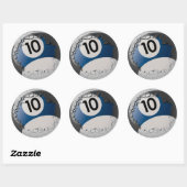 Risse Muschel bricht Billard aus 10 Ball Runder Aufkleber (Blatt)