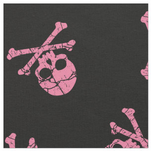 Risse Rosa Schädel und Kreuze Stoff