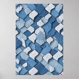 Rissige abstrakte Malerei: Blau verwitterte Oberfl Poster
