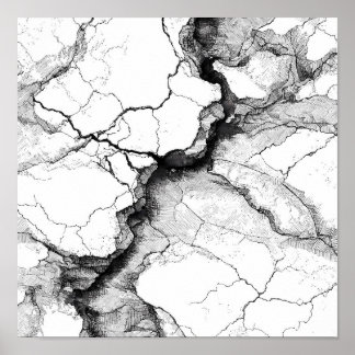 Rissige Mineralader-Dekorationsschablone Linienkun Poster
