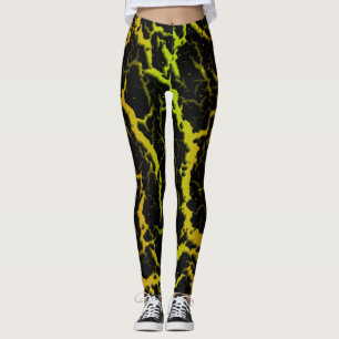 Rissige Space Lava - Orange/Lime Leggings