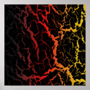 Rissige Space Lava - Schwarz/Rot/Gold Poster