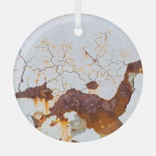Rissige weiße Farbe, rostiges Auto. Ornament Aus Glas