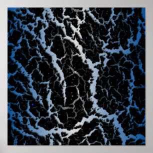 Rissige Weltraumlava - Blau/Weiß Poster