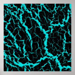 Rissige Weltraumlava - Cyan Poster