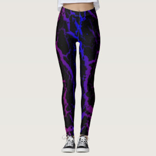 Rissige Weltraumlava - Rot/Blau Leggings