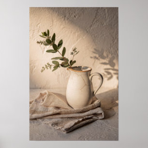 Rissiger Sahnekrug Botanisches Stilleben Poster