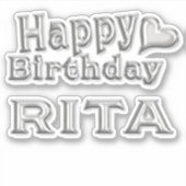 Rita Happy Birthday silver Aufkleber Sticker (Vorderseite)