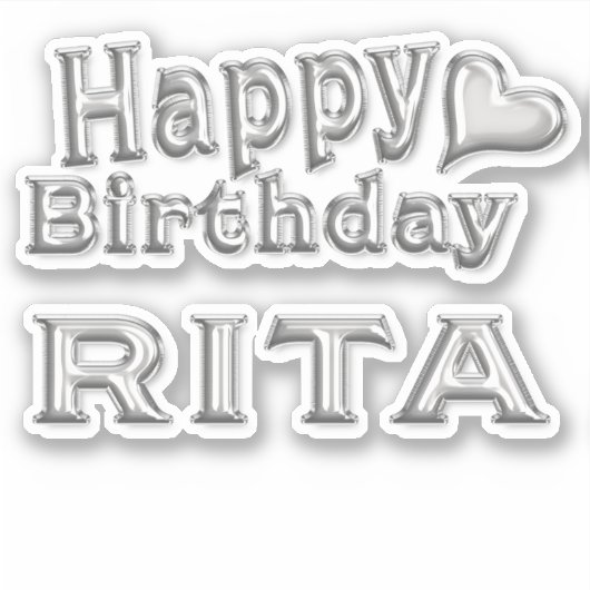 Rita Happy Birthday silver Aufkleber Sticker (Vorderseite)