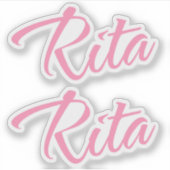 Rita Name pink cursive x2 Aufkleber (Vorderseite)