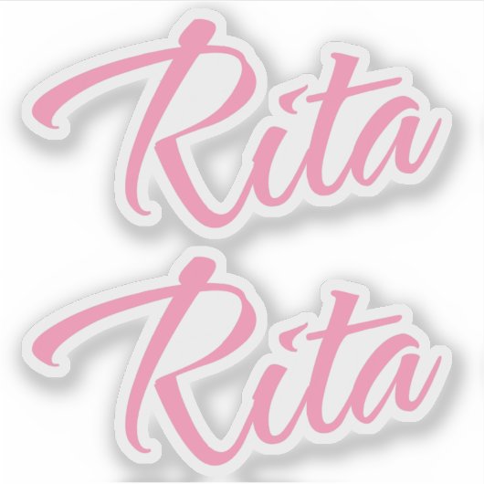Rita Name pink cursive x2 Aufkleber (Vorderseite)