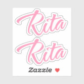Rita Name pink cursive x2 Aufkleber (Blatt)