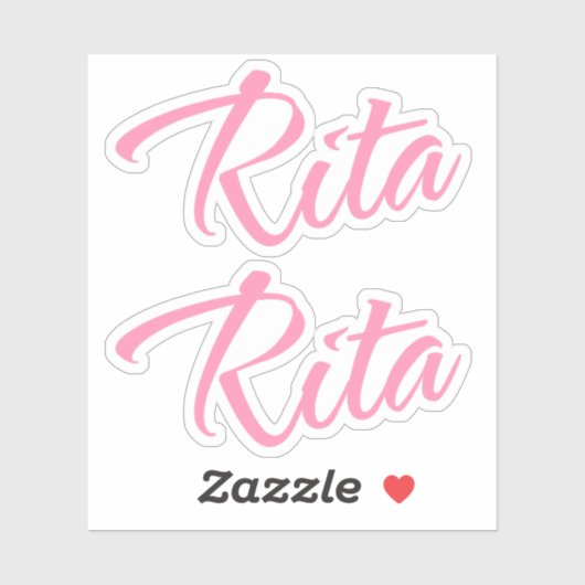 Rita Name pink cursive x2 Aufkleber (Blatt)