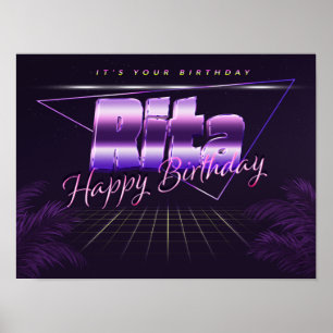 Rita Name Vorname lila Retro-Poster Geburtstag Poster