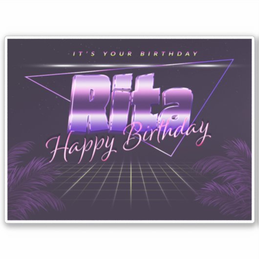 Rita Name Vorname lila retro Sticker Geburtstag (Vorderseite)
