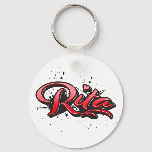 Rita red Heart Graffiti Schlüsselger Schlüsselanhänger (Vorderseite)