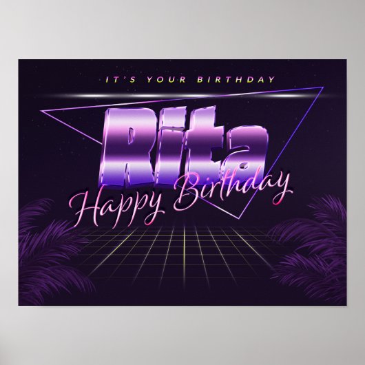 Rita Vorname lila retro Poster Geburtstag (Vorne)