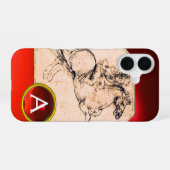 Ritter auf einem aufbäumenden Pferd Roter Rubin-Ed iPhone 16 Hülle (Rückseite (Horizontal))