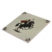 Ritter auf einem Pferd Vintage Holländische Braune Fliese (Seite)
