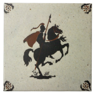 Ritter auf einem Pferd Vintage Niederländische Bra Fliese