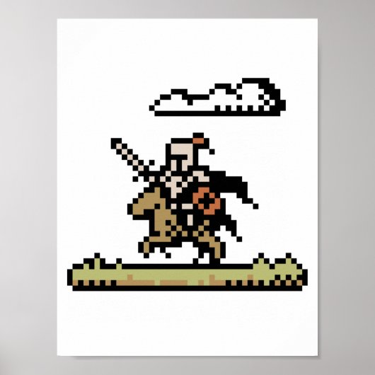 Ritter auf Horseback 8-Bit Pixel Art Poster (Vorne)