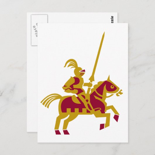Ritter auf Pferd Postkarte (Vorne/Hinten)