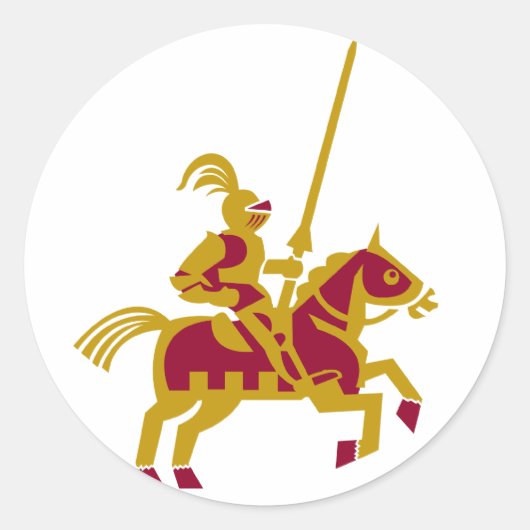 Ritter auf Pferd Runder Aufkleber (Vorderseite)