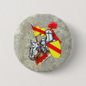 Ritter auf Pferderoter gelber Kunst Button (Vorderseite)
