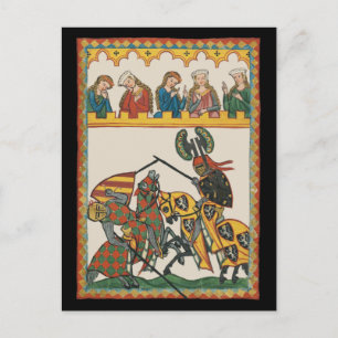 Ritter bei einem Turnier spielen Postkarte
