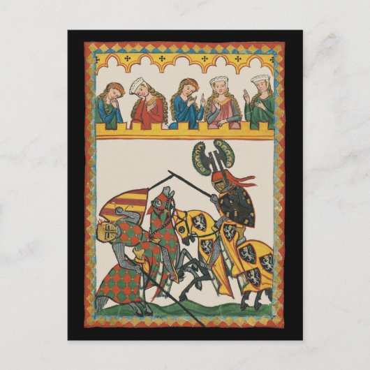 Ritter bei einem Turnier spielen Postkarte (Vorderseite)