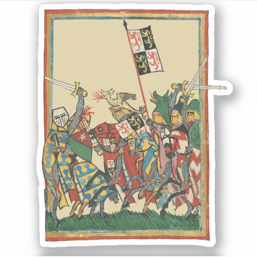 Ritter Charging, Codex Manesse aus dem 14. Jahrhun Aufkleber (Vorderseite)